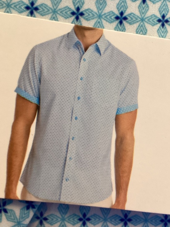 Nick Graham Everywhere Men's Light Blue Geometric Performance Shirt - Picture 3 of 3